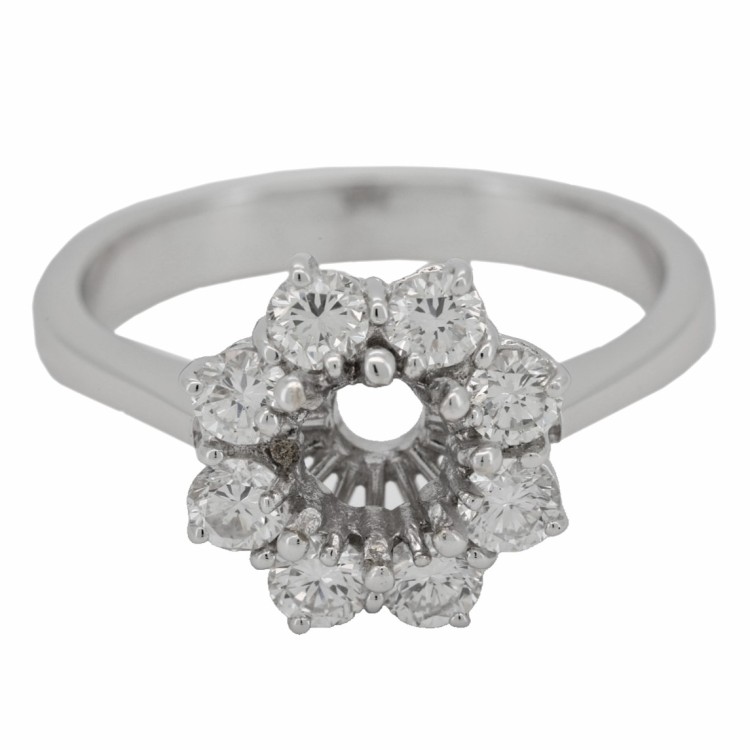 Anello Diamanti Margherita ct 0,58 I VVS + 0,75 F VS Oro Bianco 18 kt 4,42 gr