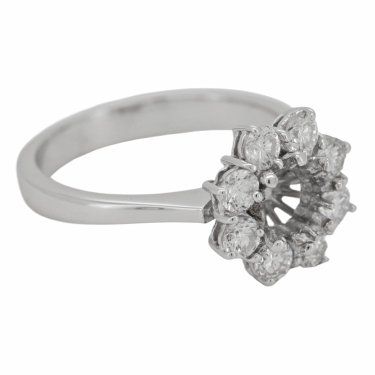 Anello Diamanti Margherita ct 0,58 I VVS + 0,75 F VS Oro Bianco 18 kt 4,42 gr