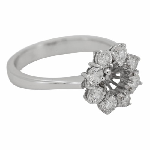 Anello Diamanti Margherita ct 0,58 I VVS + 0,75 F VS Oro Bianco 18 kt 4,42 gr