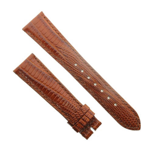 Cinturino Sartoriale Stampa Lucertola Tejus Marrone Gold Lucido 20/16 mm B37B forma classica.