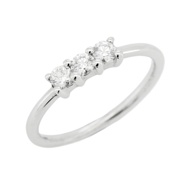Anello TRILOGY Diamante ct 0,27 F VS 2 Oro Bianco 18 kt 2 gr