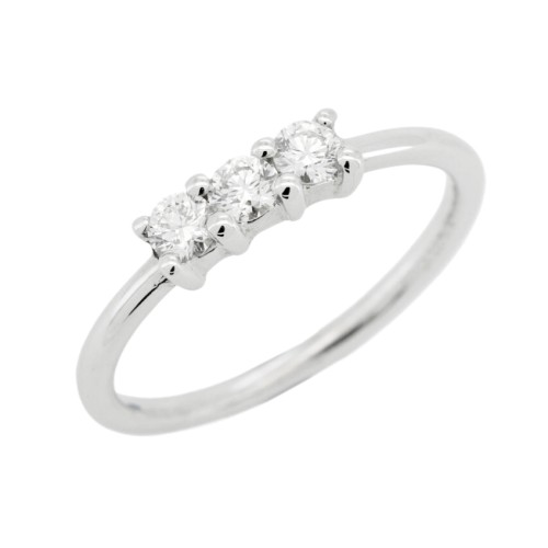 Anello TRILOGY C4B Diamante ct 0,27 F VS 2 Oro Bianco 18 kt 2 gr