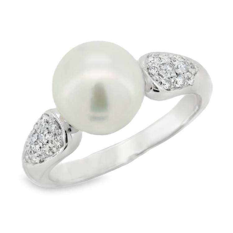 ANELLO Perla Diamanti ct 0,19 Oro 18 kt