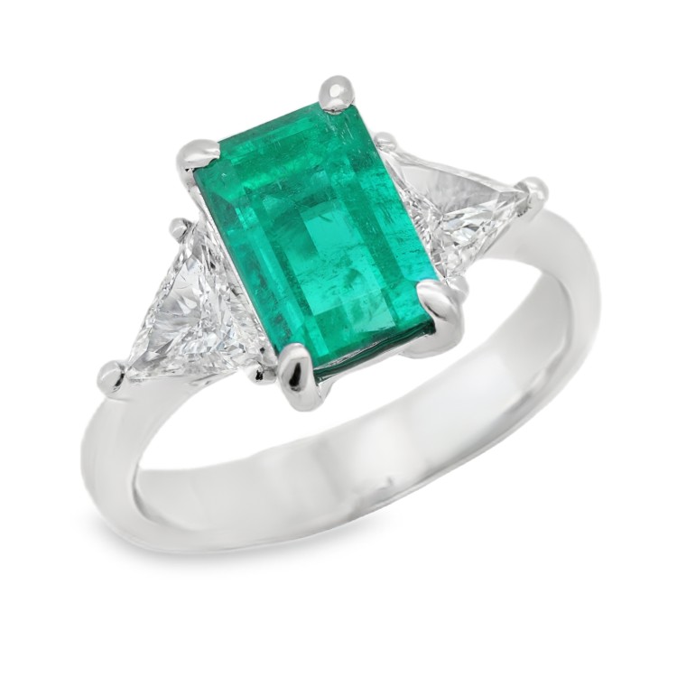 Anello Smeraldo Diamanti ct 0,64 Oro 18 kt
