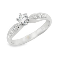 Anello Solitario Diamante ct 0,32 F VVS ( 0,24 + 0,08) e Oro Bianco 750 18 kt 3,25 gr
