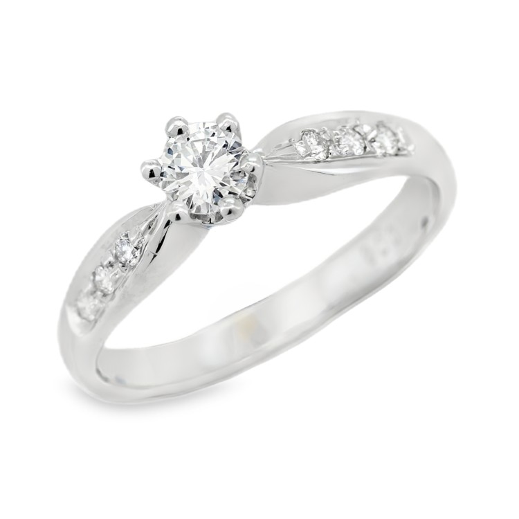 Anello Solitario Diamante ct 0,24 + 0,08 Oro 18 kt