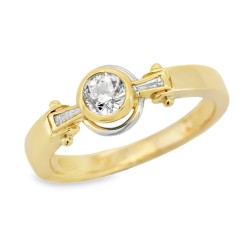 Anello Solitario Diamante ct Taglio Antico 0,32 + 0,10 Oro 18 kt