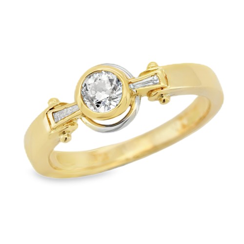 Anello Solitario Diamante ct Taglio Antico 0,32 + 0,10 Oro 18 kt