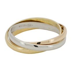 Fedina Tre Anelli Tre Colori Oro Tipo C Molto Sottile Larghezza 4 mm (3 elementi ) 1,9 mm (1 elemento ) Oro Giallo Bianco e Ros 2