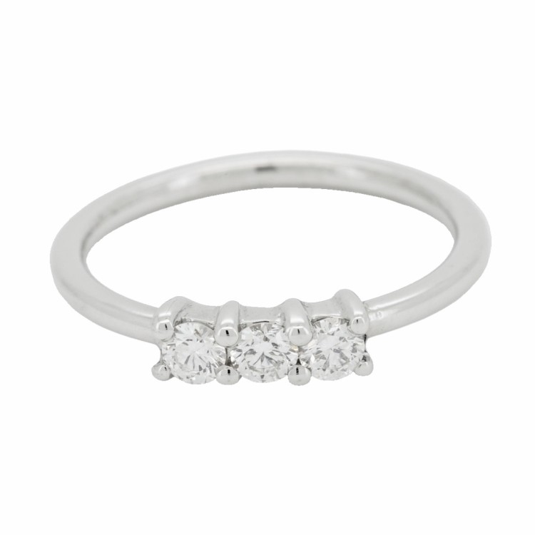 Anello TRILOGY Diamante ct 0,27 F VS 2 Oro Bianco 18 kt 2 gr
