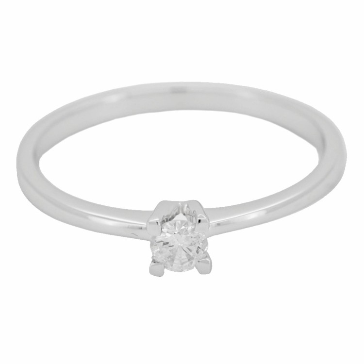 Anello Solitario Diamante 4GV ct 0,15 G SI2 Oro bianco 18 kt 1,94 gr