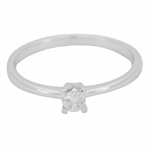 Anello Solitario Diamante 4GV ct 0,15 G SI2 Oro bianco 18 kt 1,94 gr