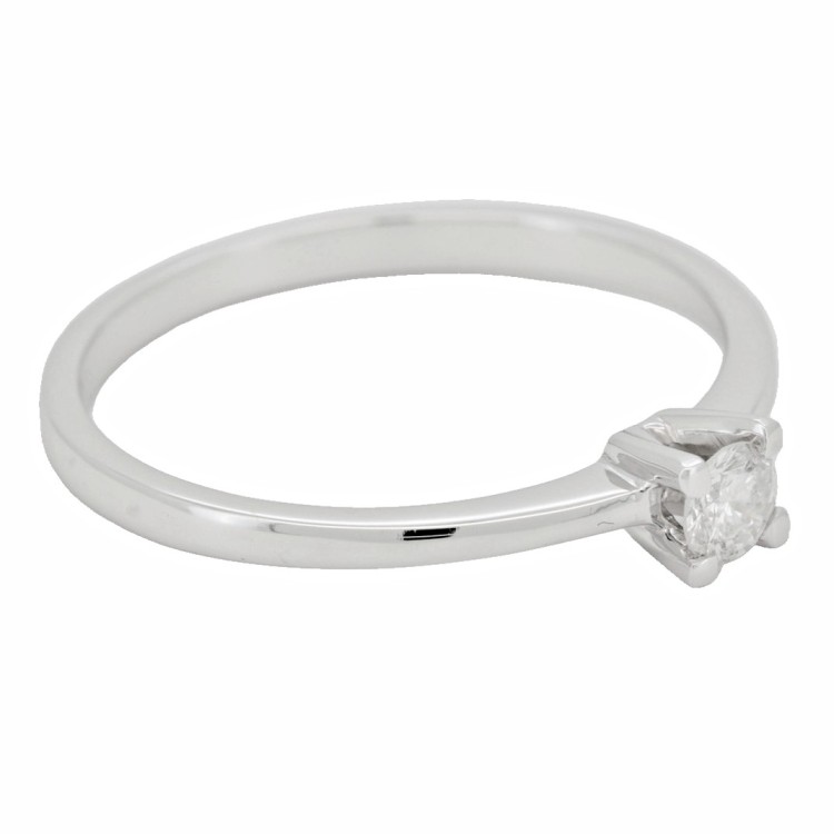 Anello Solitario Diamante 4GV ct 0,15 G SI2 Oro bianco 18 kt 1,94 gr