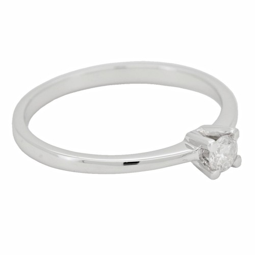 Anello Solitario Diamante 4GV ct 0,15 G SI2 Oro bianco 18 kt 1,94 gr