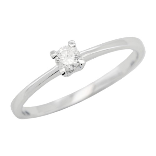 Anello Solitario Diamante 4GV ct 0,15 G SI2 Oro bianco 18 kt 1,94 gr