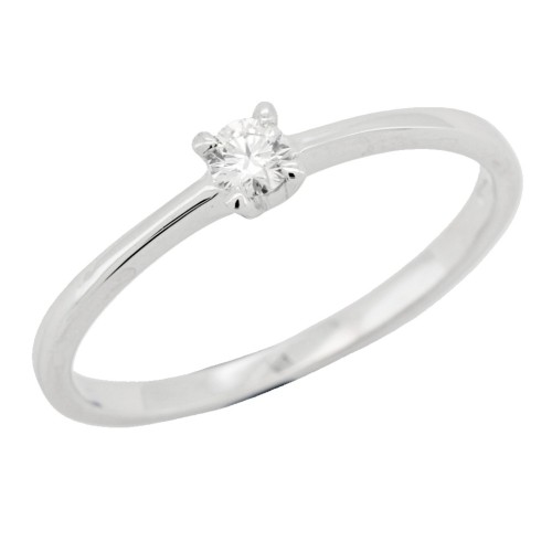 Anello Solitario Diamante 4GFV ct 0,11 F VS2 Oro 18 kt gr 1,77 gr