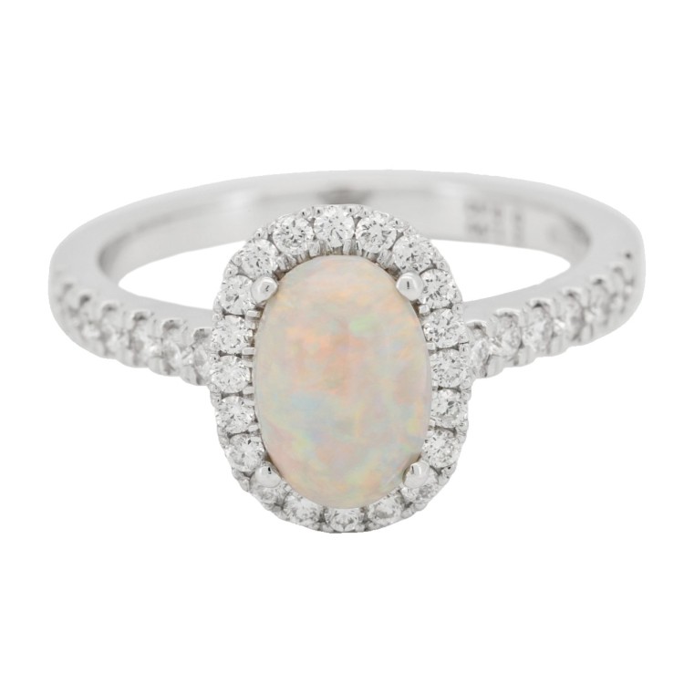 Anello Contorno Zaffiro Blu ct 1,99 IGI Diamanti ct 0,42 F VS Oro Bianco 18 kt 4,20 gr