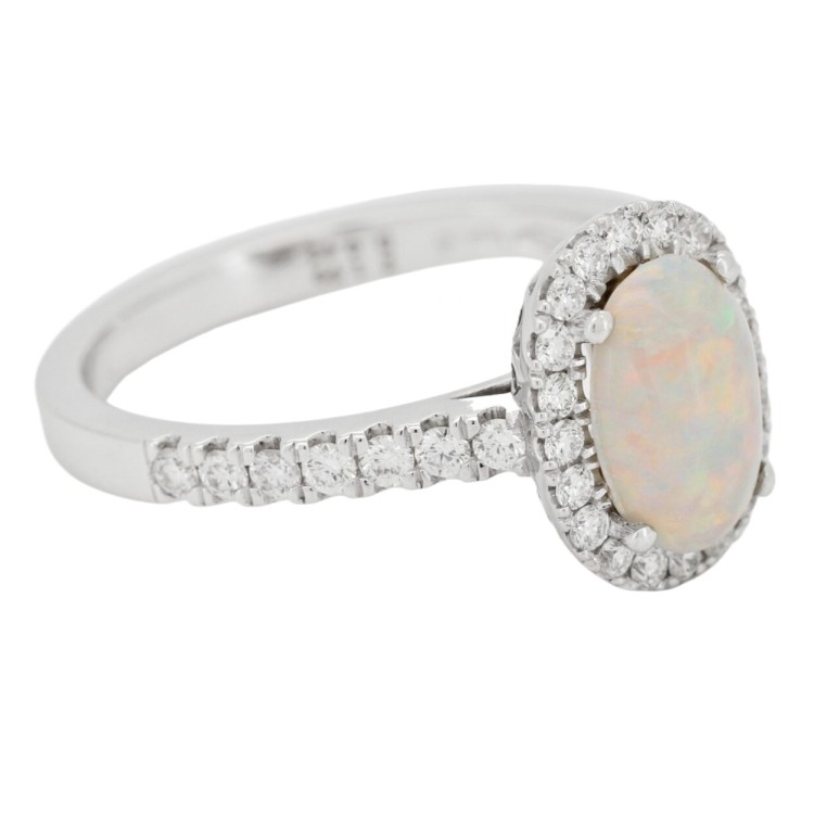 Anello Contorno Zaffiro Blu ct 1,99 IGI Diamanti ct 0,42 F VS Oro Bianco 18 kt 4,20 gr
