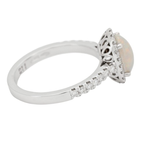 Anello Contorno Zaffiro Blu ct 1,99 IGI Diamanti ct 0,42 F VS Oro Bianco 18 kt 4,20 gr
