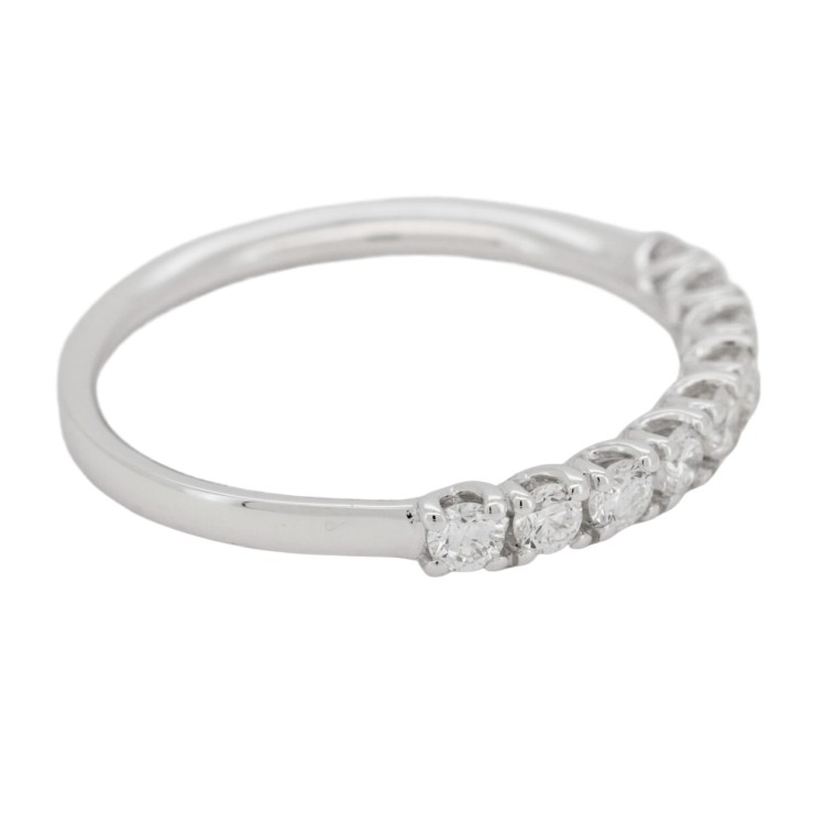 Fedina Riviere V9 Diamanti ct 0,40  F VS misura 2,6 mm n° 9 pietre  Oro Bianco 18 kt 1,87 gr