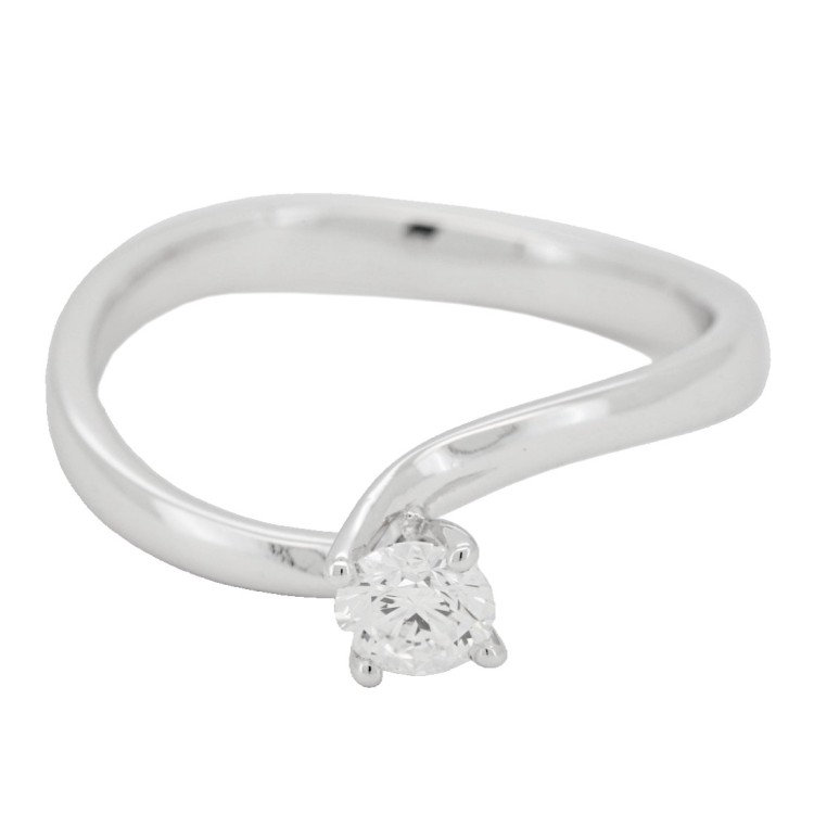 Anello Solitario Diamante Modello Valentino 4GVV Diamante ct 0,30 E VS1 GIA EX VG VG Oro Bianco 18 kt 2,69 gr