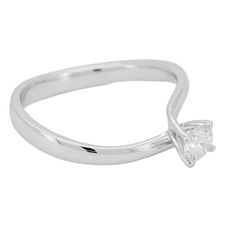Anello Solitario Diamante Modello Valentino 4GVV Diamante ct 0,30 E VS1 GIA EX VG VG Oro Bianco 18 kt 2,69 gr