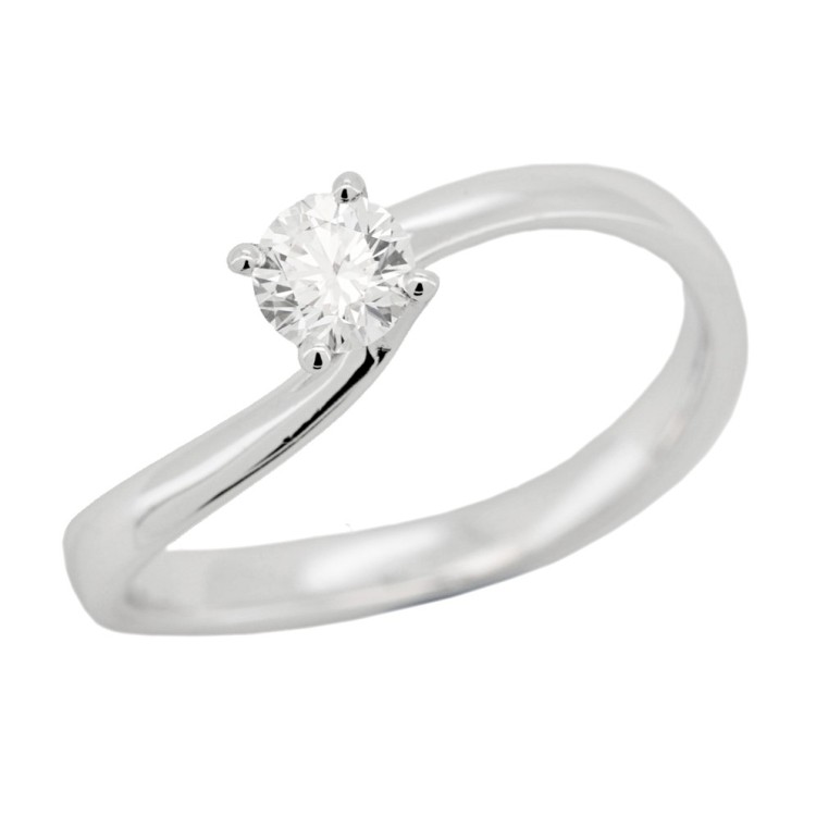 Anello Solitario Diamante Modello Valentino 4GVV Diamante ct 0,30 E VS1 GIA EX VG VG Oro Bianco 18 kt 2,69 gr