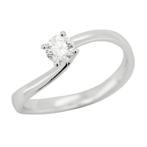 Anello Solitario Diamante Modello Valentino 4GVV Diamante ct 0,30 E VS1 GIA EX VG VG Oro Bianco 18 kt 2,69 gr