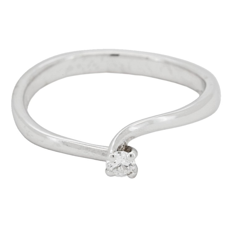 Anello Solitario Diamante Modello Valentino 4GVV Diamante ct 0,077 F VVS  Oro Bianco 18 kt 2,20