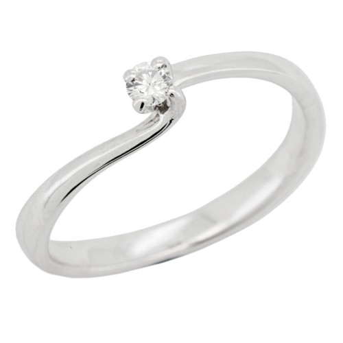 Anello Solitario Diamante Modello Valentino 4GVV Diamante ct 0,077 F VVS  Oro Bianco 18 kt 2,20