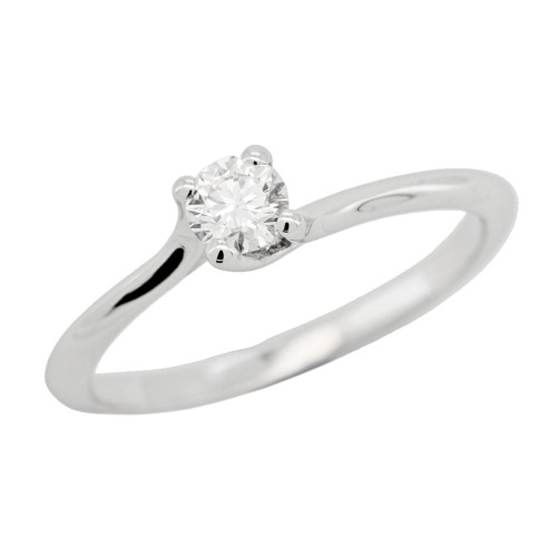 Anello Solitario Diamante Modello Valentino 4GQB ct 0,24 D VS2 EX EX EX Oro bianco 18 kt GIA 5356517672 Laser 2,05 gr