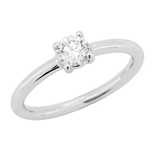Anello Solitario Diamante modello U9B ct 0,30 D SI1 EX EX EX GIA Laser Oro Bianco 18 kt 2,68 gr