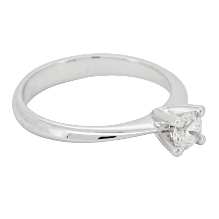 Anello Solitario Diamante Modello 4VA ct 0,41 E VS2 VG EX VG Oro bianco 18 kt HRD 180000169727 iscrizione Laser 3,22 gr