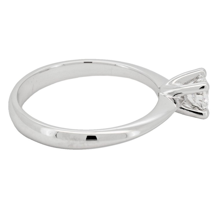 Anello Solitario Diamante Modello 4VA ct 0,41 E VS2 VG EX VG Oro bianco 18 kt HRD 180000169727 iscrizione Laser 3,22 gr