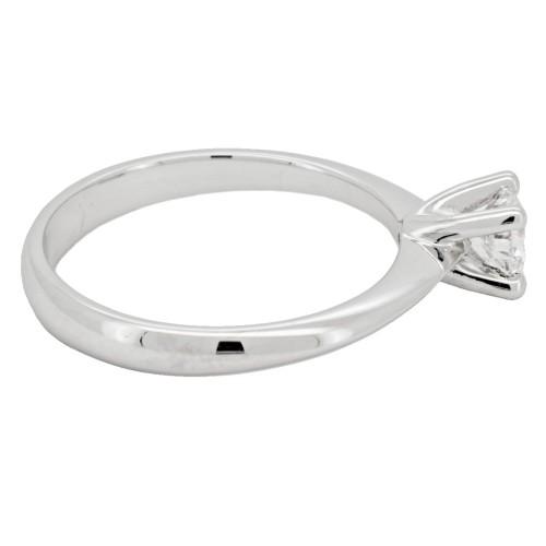 Anello Solitario Diamante Modello 4VA ct 0,41 E VS2 VG EX VG Oro bianco 18 kt HRD 180000169727 iscrizione Laser 3,22 gr