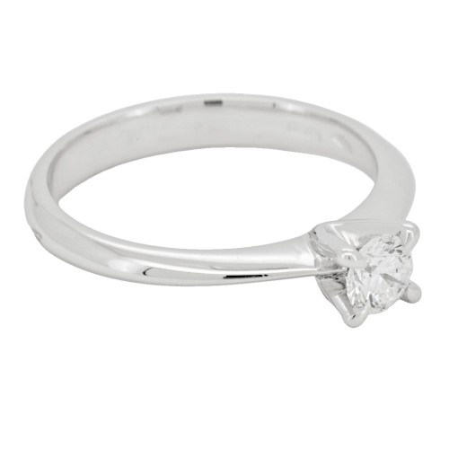 Anello Solitario Diamante Modello 4VA ct 0,30 E VS1 VG EX VG Oro bianco 18 kt GIA 6365744151 iscrizione Laser 3,14 gr