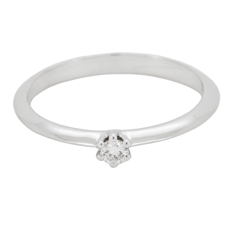 Anello Solitario 6GV Diamante ct 0,07 F VS Oro Bianco 750 18 kt 1,96 gr