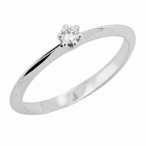 Anello Solitario 6GV Diamante ct 0,07 F VS Oro Bianco 750 18 kt 1,96 gr