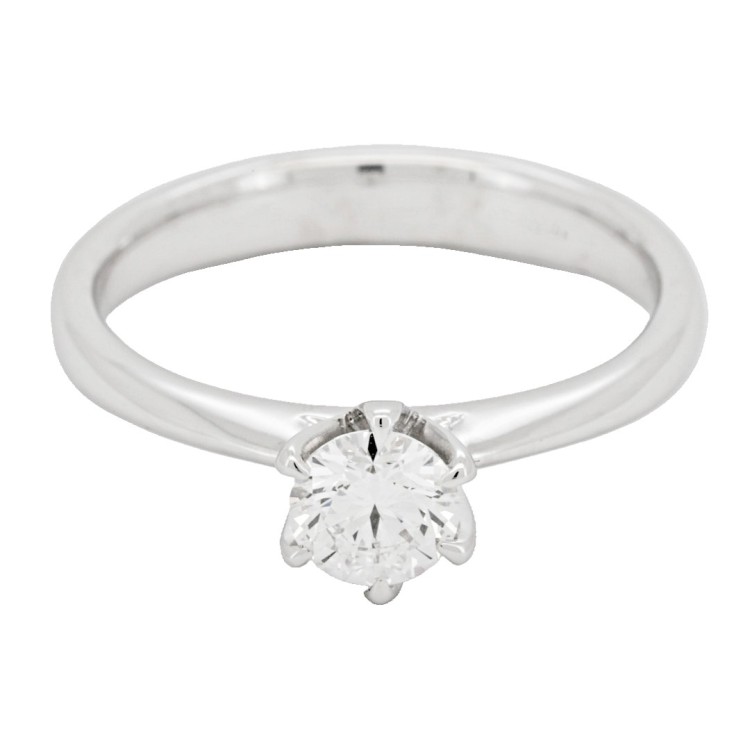 Anello Solitario Diamante Modello Tiffany 6VS ct 0,50 D VSI1 EX EX EX GIA laser Oro 18 kt 3,68 gr