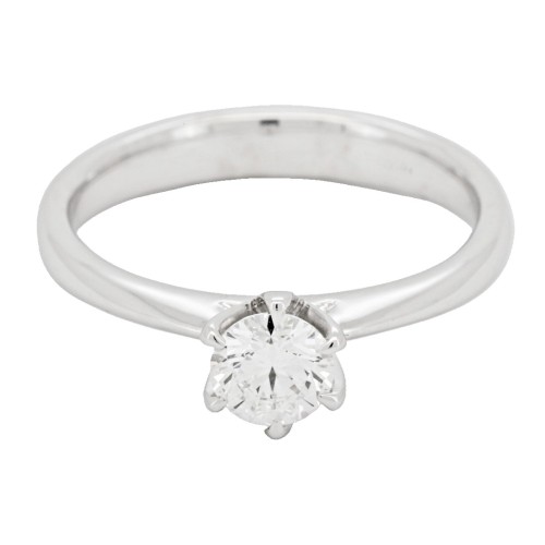 Anello Solitario Diamante Modello Tiffany 6VS ct 0,50 D VSI1 EX EX EX GIA laser Oro 18 kt 3,68 gr