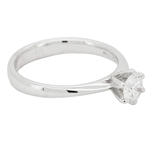 Anello Solitario Diamante Modello Tiffany 6VS ct 0,50 D VSI1 EX EX EX GIA laser Oro 18 kt 3,68 gr