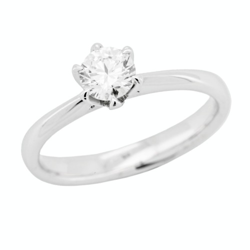 Anello Solitario Diamante Modello Tiffany 6VS ct 0,50 D VSI1 EX EX EX GIA laser Oro 18 kt 3,68 gr