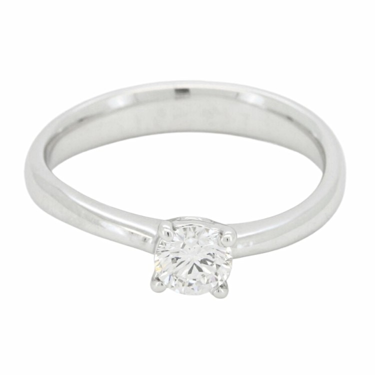 Anello Solitario Diamante Modello 4VAS ct 0,40 E VS2 VG VG EX Oro bianco 18 kt HRD 180000169661 iscrizione Laser 3,70 gr