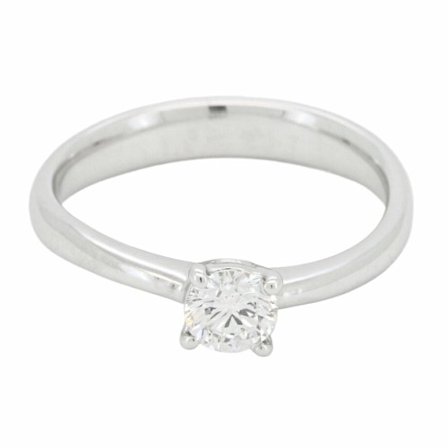 Anello Solitario Diamante Modello 4VAS ct 0,40 E VS2 VG VG EX Oro bianco 18 kt HRD 180000169661 iscrizione Laser 3,70 gr