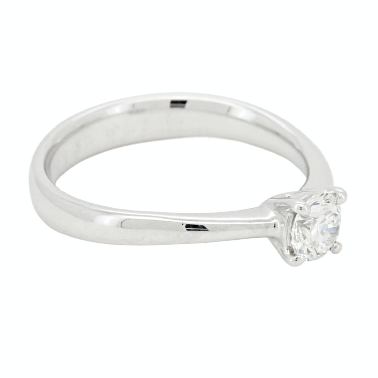 Anello Solitario Diamante Modello 4VAS ct 0,40 E VS2 VG VG EX Oro bianco 18 kt HRD 180000169661 iscrizione Laser 3,70 gr