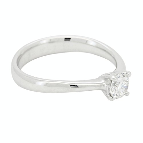 Anello Solitario Diamante Modello 4VAS ct 0,40 E VS2 VG VG EX Oro bianco 18 kt HRD 180000169661 iscrizione Laser 3,70 gr