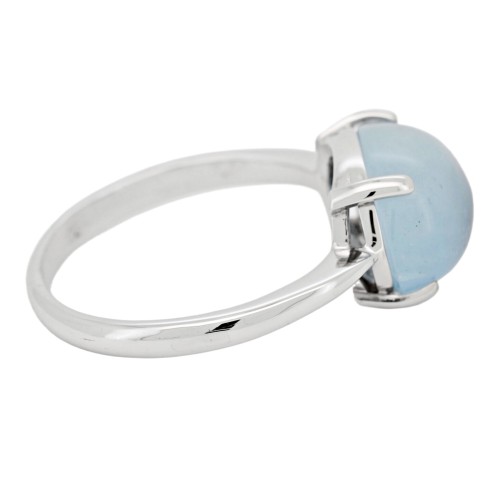 Anello Acquamarina Cabochon Ovale 11 x 9 x 6,3 mm ct 4,50 Oro 18 kt 3,55 gr