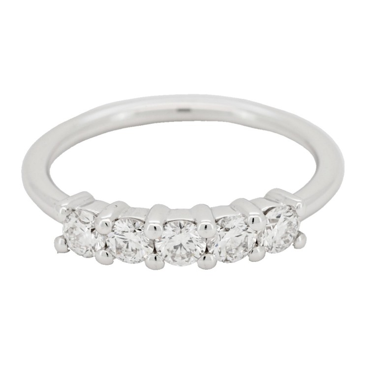 Fedina Riviere Diamanti ct 0,52 F VS2 misura 3,5 mm n° 5 pietre Oro Bianco 18 kt 2,60 gr