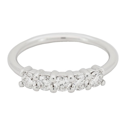 Fedina Riviere Diamanti ct 0,52 F VS2 misura 3,5 mm n° 5 pietre Oro Bianco 18 kt 2,60 gr