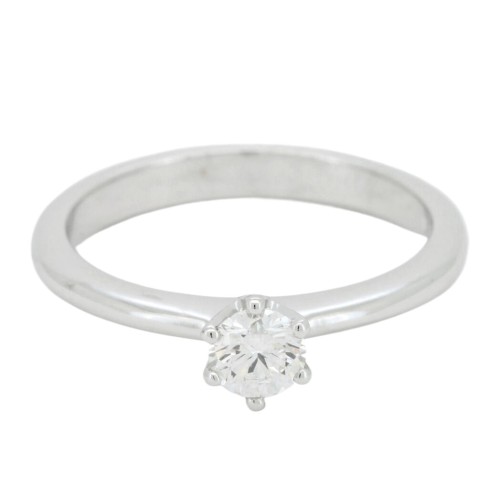 Anello Solitario Diamante Modello Tiffany 6VM ct 0,31 F VS2  VG EX VG GIA1368744159 laser Oro Bianco 18 kt 3,24 gr